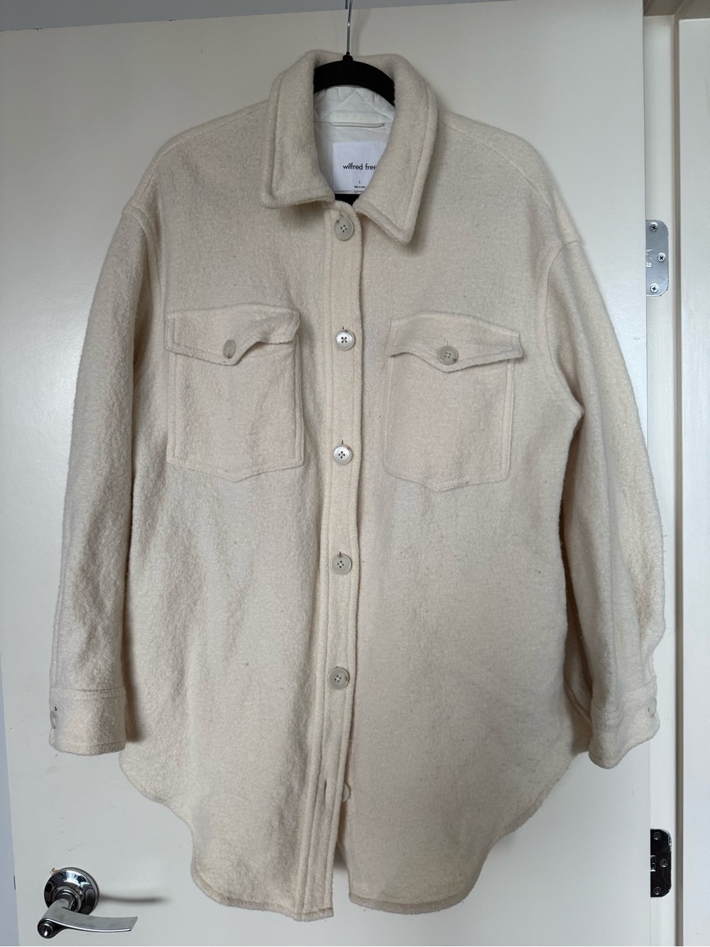 Wilfred Ivory Merino Wool Button Front Shacket